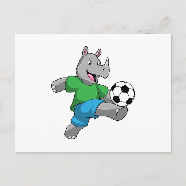 Rhino as Soccer player with Soccer Postcard (Front)