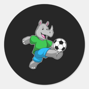 Rhino As Soccer Player With Soccer T Shirt Classic Round Sticker