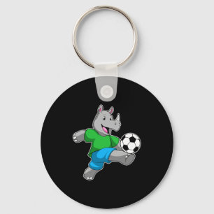Rhino As Soccer Player With Soccer T Shirt  Key Ring