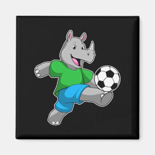 Rhino As Soccer Player With Soccer T Shirt  Magnet