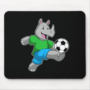 Rhino As Soccer Player With Soccer T Shirt  Mouse Pad