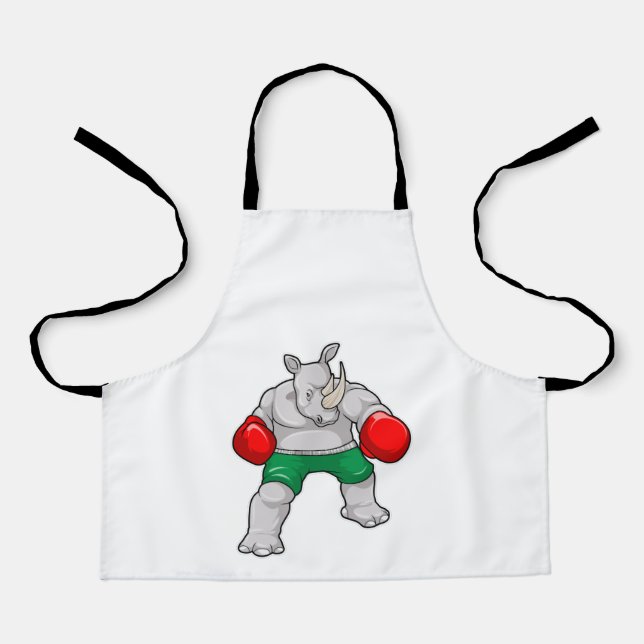 Rhino at Boxing with Boxing gloves Apron (Front)