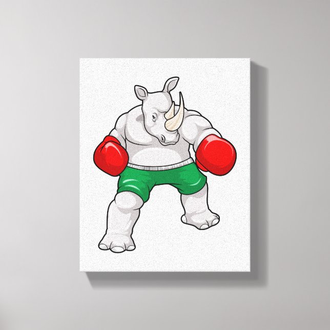 Rhino at Boxing with Boxing gloves Canvas Print (Front)