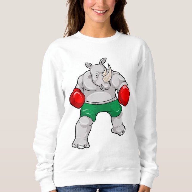 Rhino at Boxing with Boxing gloves Sweatshirt (Front)