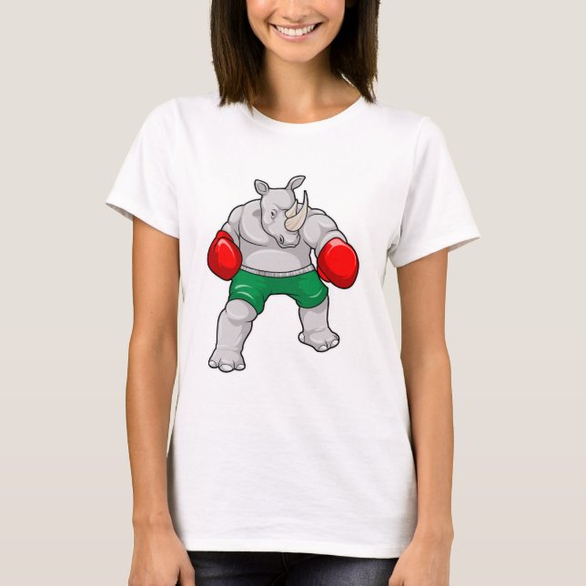 Rhino at Boxing with Boxing gloves T-Shirt (Front)