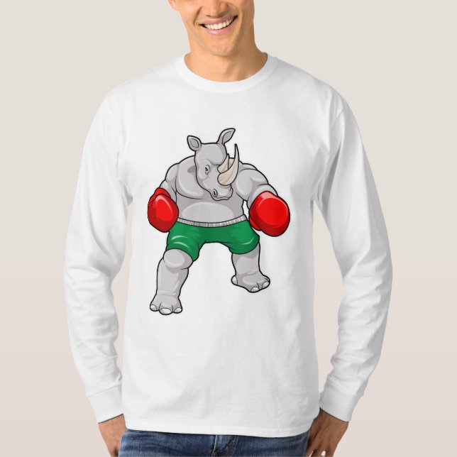 Rhino at Boxing with Boxing gloves T-Shirt (Front)