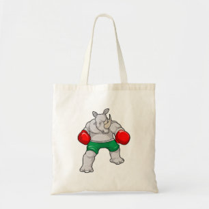 Rhino at Boxing with Boxing gloves Tote Bag