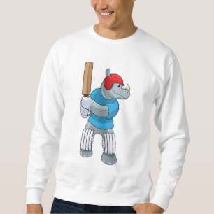 Rhino at Cricket with Cricket bat Sweatshirt