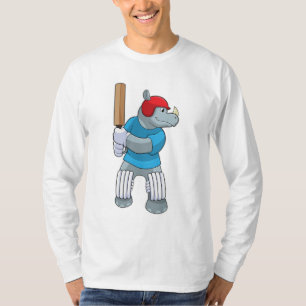Rhino at Cricket with Cricket bat T-Shirt