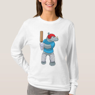 Rhino at Cricket with Cricket bat T-Shirt