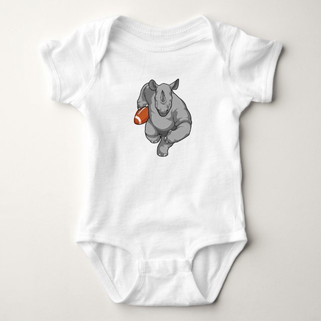 Rhino at Football Sports Baby Bodysuit (Front)