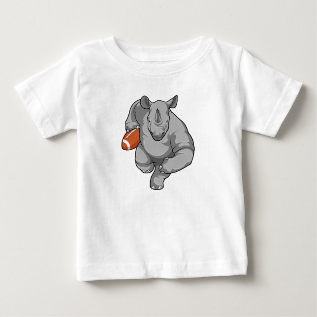 Rhino at Football Sports Baby T-Shirt (Front)