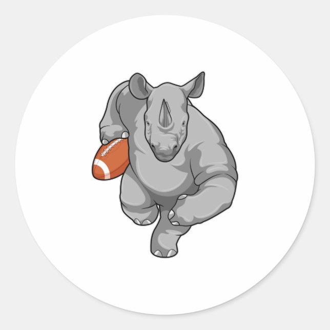 Rhino at Football Sports Classic Round Sticker (Front)
