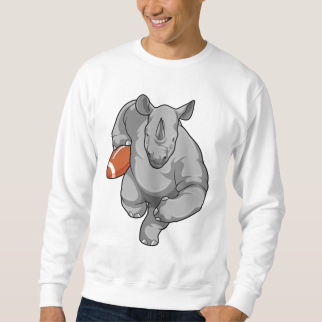 Rhino at Football Sports Sweatshirt (Front)