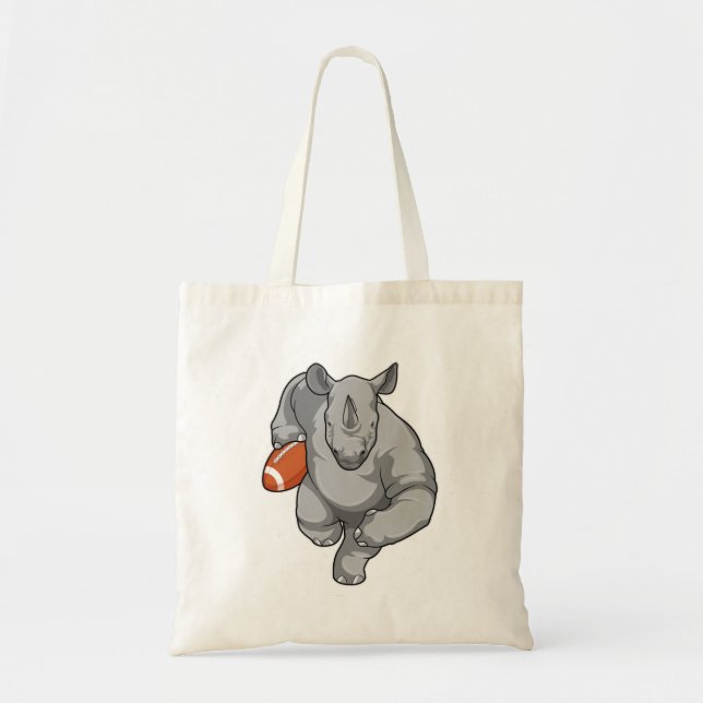 Rhino at Football Sports Tote Bag (Front)