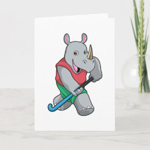 Rhino at Hockey with Hockey bat Card