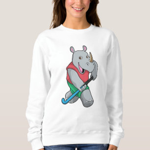 Rhino at Hockey with Hockey bat Sweatshirt