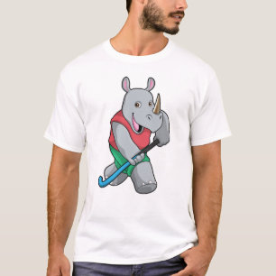 Rhino at Hockey with Hockey bat T-Shirt