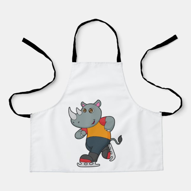 Rhino at Ice skating with Ice skates Apron (Front)