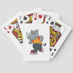 Rhino at Ice skating with Ice skates Playing Cards