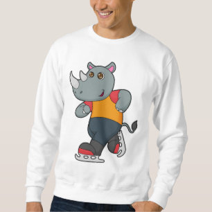 Rhino at Ice skating with Ice skates Sweatshirt