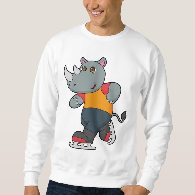 Rhino at Ice skating with Ice skates Sweatshirt (Front)