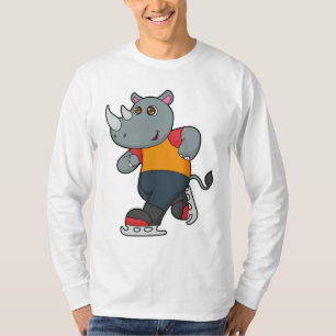 Rhino at Ice skating with Ice skates T-Shirt