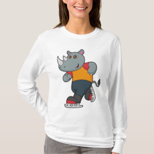 Rhino at Ice skating with Ice skates T-Shirt