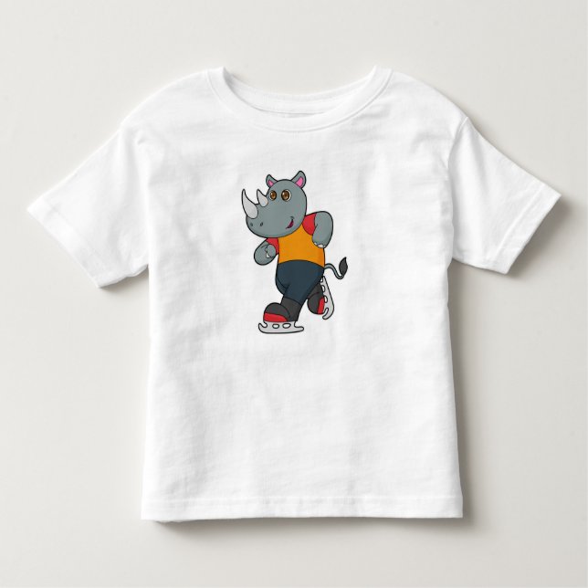 Rhino at Ice skating with Ice skates Toddler T-Shirt (Front)