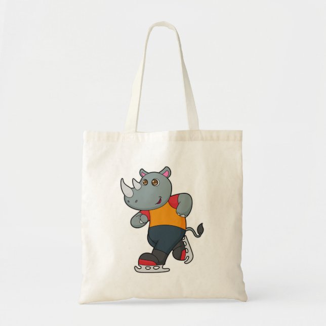 Rhino at Ice skating with Ice skates Tote Bag (Front)