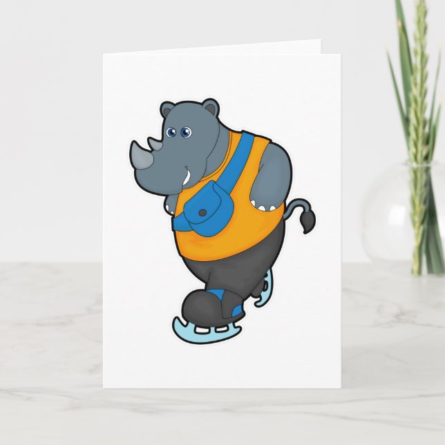 Rhino at Ice skating with Sling bag Card (Front)