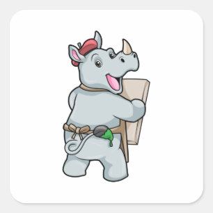 Rhino at Painting with Colours Square Sticker