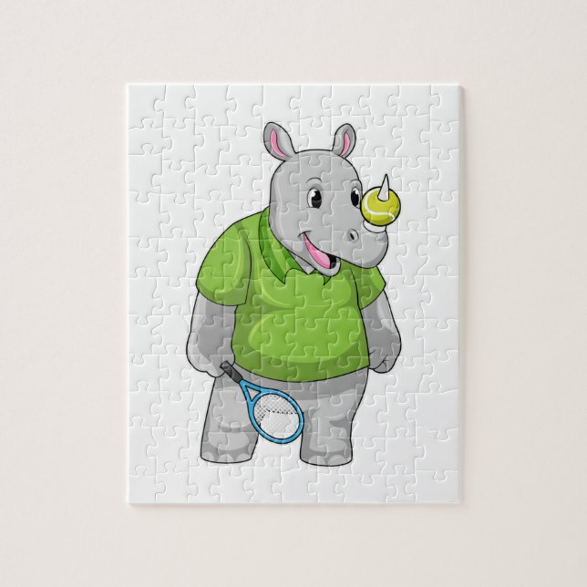 Rhino at Tennis with Tennis ball Jigsaw Puzzle (Vertical)