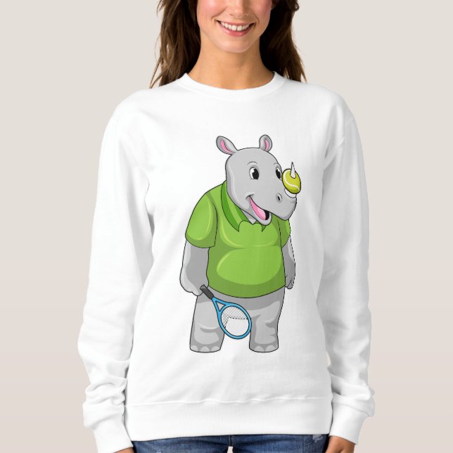 Rhino at Tennis with Tennis ball Sweatshirt (Front)