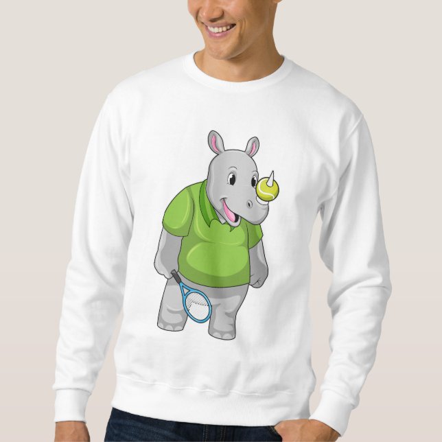 Rhino at Tennis with Tennis ball Sweatshirt (Front)