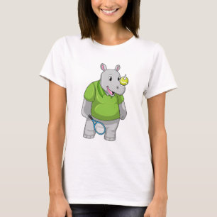 Rhino at Tennis with Tennis ball T-Shirt