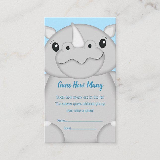 Rhino Baby Shower Blue Enclosure Card (Front)