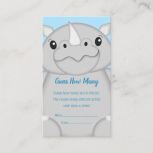 Rhino Baby Shower Blue Enclosure Card