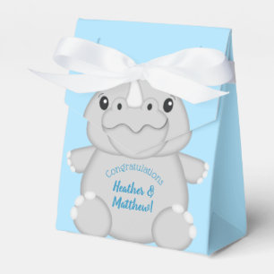 Rhino Baby Shower Blue Favour Box