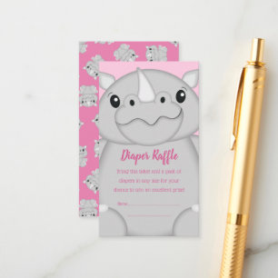 Rhino Baby Shower Pink Enclosure Card