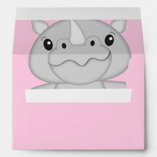 Rhino Baby Shower Pink Envelope