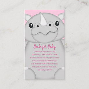 Rhino Baby Shower Safari Pink Girl Enclosure Card