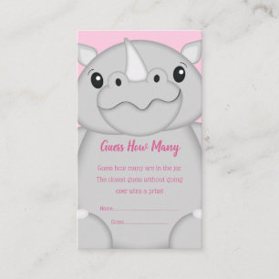 Rhino Baby Shower Safari Pink Girl Enclosure Card