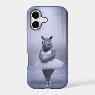 Rhino Ballerina in Misty Forest