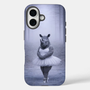 Rhino Ballerina in Misty Forest iPhone 16 Case