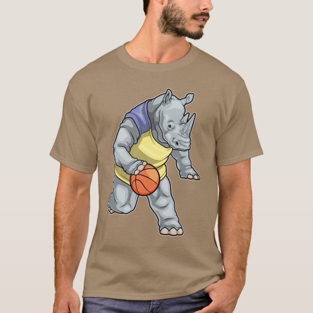Rhino Basketball player Basketball T-Shirt (Front)