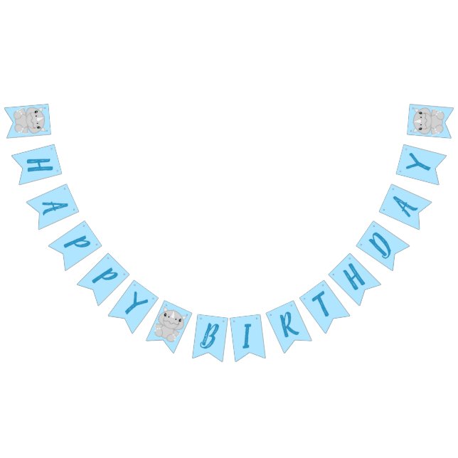 Rhino Birthday Party Blue Bunting (All)