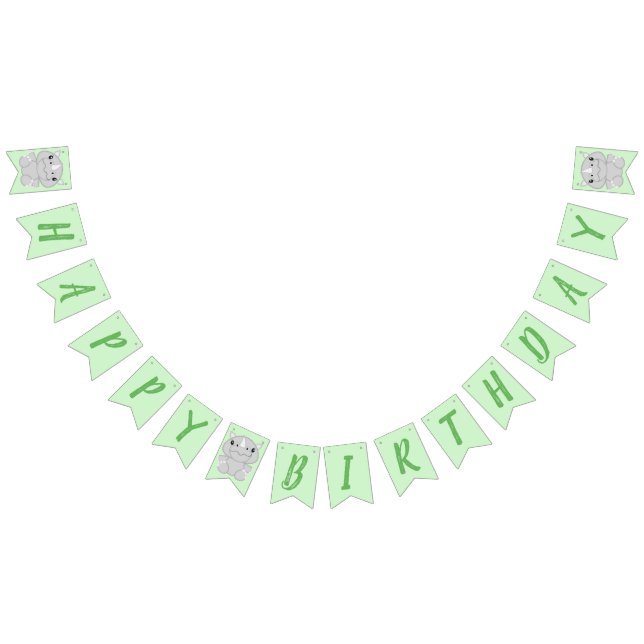 Rhino Birthday Party Green Bunting (All)