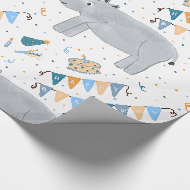 Rhino Birthday Wrapping Paper (Corner)