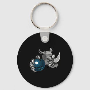 Rhino Cartoon Sports Rhinos Team Mascot Holding Bo Key Ring